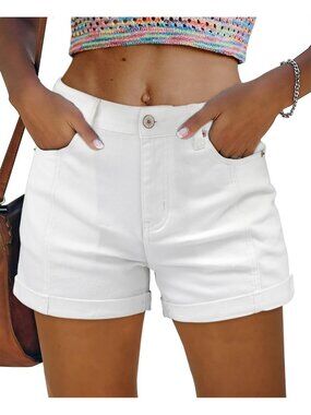 Women's white Summer Comfortable Stretchy Denim Casual Hot Short Jort Jean